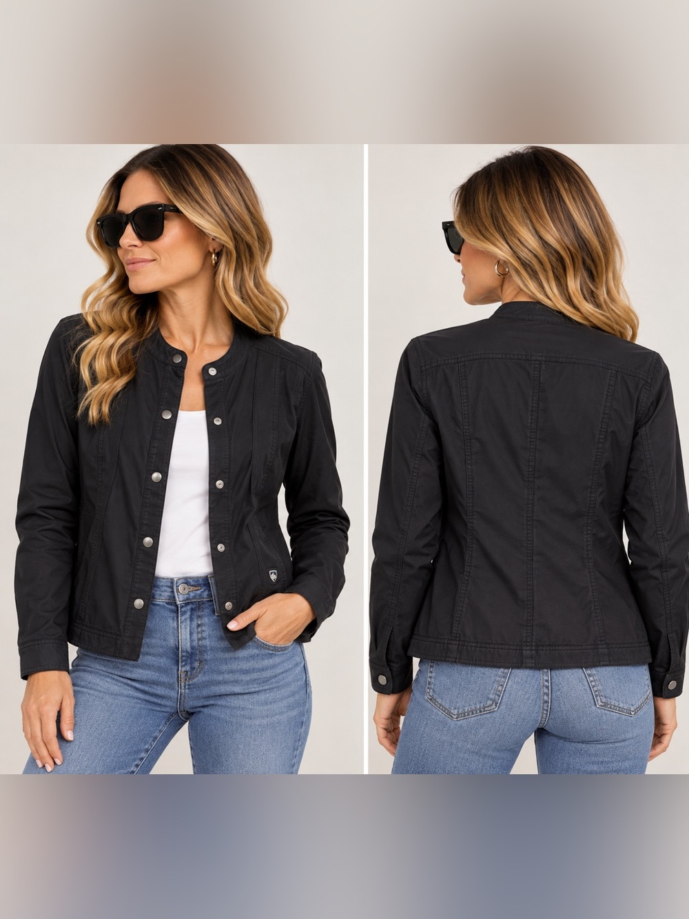 KĆHL Black Snap Front Stretch Lightweight Jacket Size L